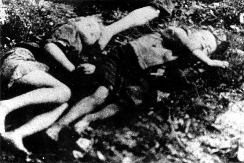 The bodies of children who were murdered at the Ponary mass extermination site near Vilnius.